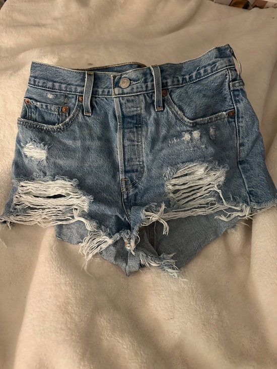 Levi's Pants - Levi's Distressed Light Blue Ripped Denim Shorts